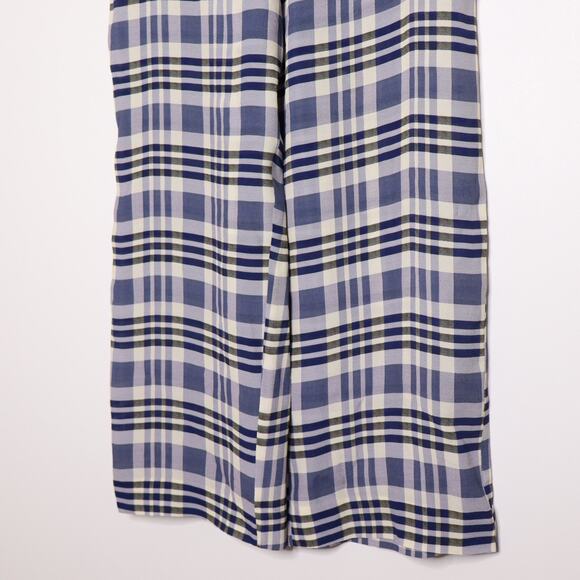 BAUM UND PFERDGARTEN Nue Plaid Crop Pants Silk Blend Blue White Women's 36/S - Picture 5 of 13